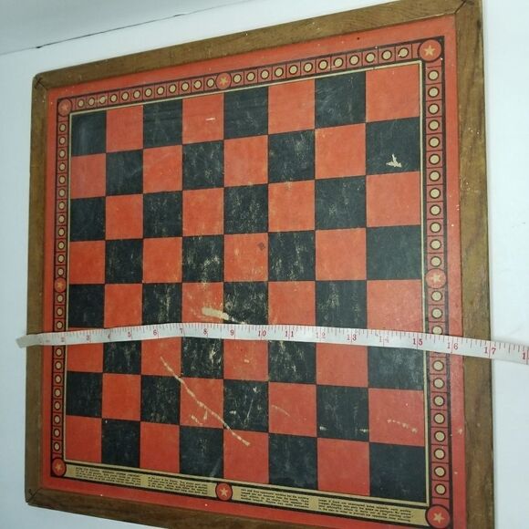 Vintage 1938 checkers board wooden great decorative design piece board only - Picture 11 of 11
